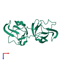 PDB entry 1m8u coloured by chain, top view.