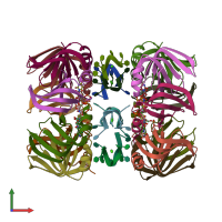 PDB entry 1m8v coloured by chain, front view.