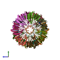 PDB entry 1m8v coloured by chain, side view.