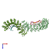 PDB entry 1m8w coloured by chain, top view.