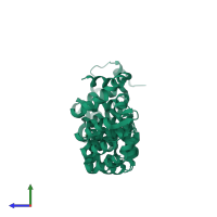 PDB entry 1m8z coloured by chain, side view.