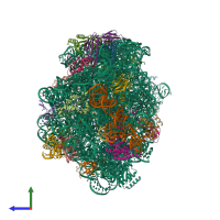 PDB entry 1m90 coloured by chain, side view.