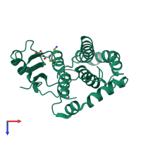 PDB entry 1m99 coloured by chain, top view.