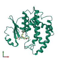 PDB entry 1m9b coloured by chain, front view.