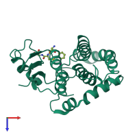 PDB entry 1m9b coloured by chain, top view.
