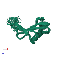 PDB entry 1m9g coloured by chain, ensemble of 20 models, top view.