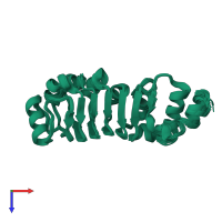 PDB entry 1m9l coloured by chain, ensemble of 15 models, top view.
