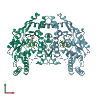 PDB entry 1m9m coloured by chain, front view.