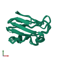 PDB entry 1m9w coloured by chain, ensemble of 10 models, front view.