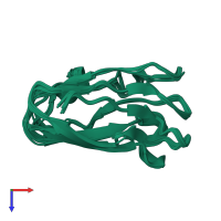 PDB entry 1m9w coloured by chain, ensemble of 10 models, top view.