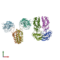 PDB entry 1m9x coloured by chain, front view.