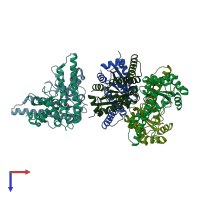 PDB entry 1ma1 coloured by chain, top view.