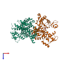 PDB entry 1ma9 coloured by chain, top view.