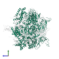 ATP synthase subunit alpha, mitochondrial in PDB entry 1mab, assembly 1, side view.