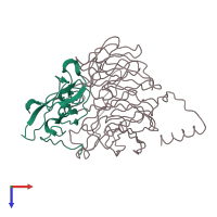 PDB entry 1mae coloured by chain, top view.