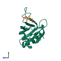 PDB entry 1mai coloured by chain, side view.