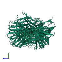 PDB entry 1mak coloured by chain, ensemble of 15 models, side view.