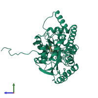 PDB entry 1maq coloured by chain, side view.