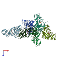 PDB entry 1maw coloured by chain, top view.