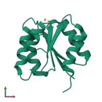 PDB entry 1mb3 coloured by chain, front view.