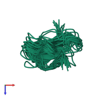 PDB entry 1mb6 coloured by chain, ensemble of 20 models, top view.