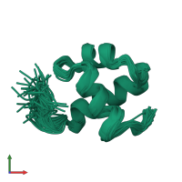 PDB entry 1mbh coloured by chain, ensemble of 50 models, front view.