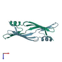 PDB entry 1mby coloured by chain, top view.