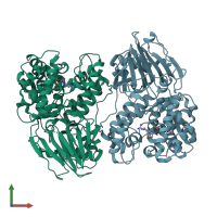 PDB entry 1mc1 coloured by chain, front view.