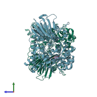 PDB entry 1mc1 coloured by chain, side view.