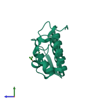 PDB entry 1mc2 coloured by chain, side view.