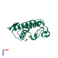 PDB entry 1mc2 coloured by chain, top view.