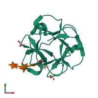 PDB entry 1mc9 coloured by chain, front view.