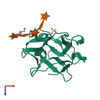 PDB entry 1mc9 coloured by chain, top view.