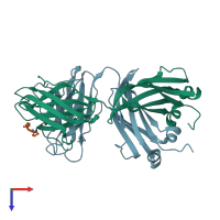 PDB entry 1mch coloured by chain, top view.