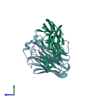 PDB entry 1mcl coloured by chain, side view.