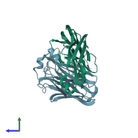 PDB entry 1mcn coloured by chain, side view.