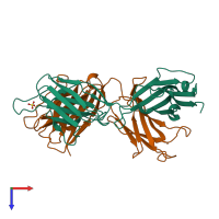 PDB entry 1mcp coloured by chain, top view.