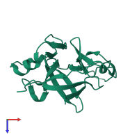 PDB entry 1md6 coloured by chain, top view.