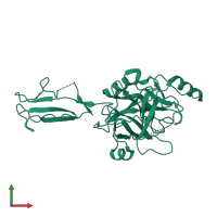 PDB entry 1md8 coloured by chain, front view.