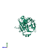 PDB entry 1md8 coloured by chain, side view.