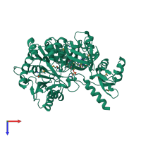 PDB entry 1md9 coloured by chain, top view.