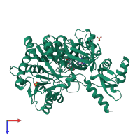 PDB entry 1mdb coloured by chain, top view.