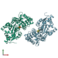 PDB entry 1mdp coloured by chain, front view.