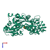 PDB entry 1mdq coloured by chain, top view.