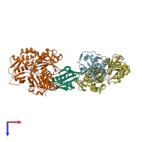 PDB entry 1mdu coloured by chain, top view.