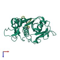 PDB entry 1me4 coloured by chain, top view.