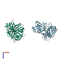 PDB entry 1me6 coloured by chain, top view.