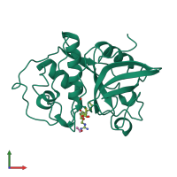 PDB entry 1meg coloured by chain, front view.