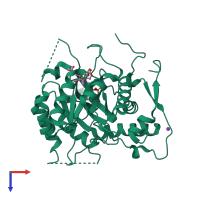 PDB entry 1mei coloured by chain, top view.