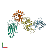 PDB entry 1mel coloured by chain, front view.